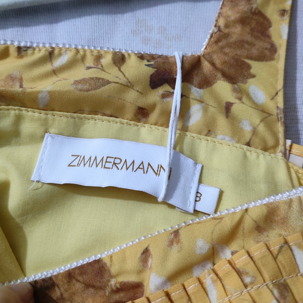 Zimmermann Yellow Floral Midi Dress with Red and White Blooms - Picture 4 of 7